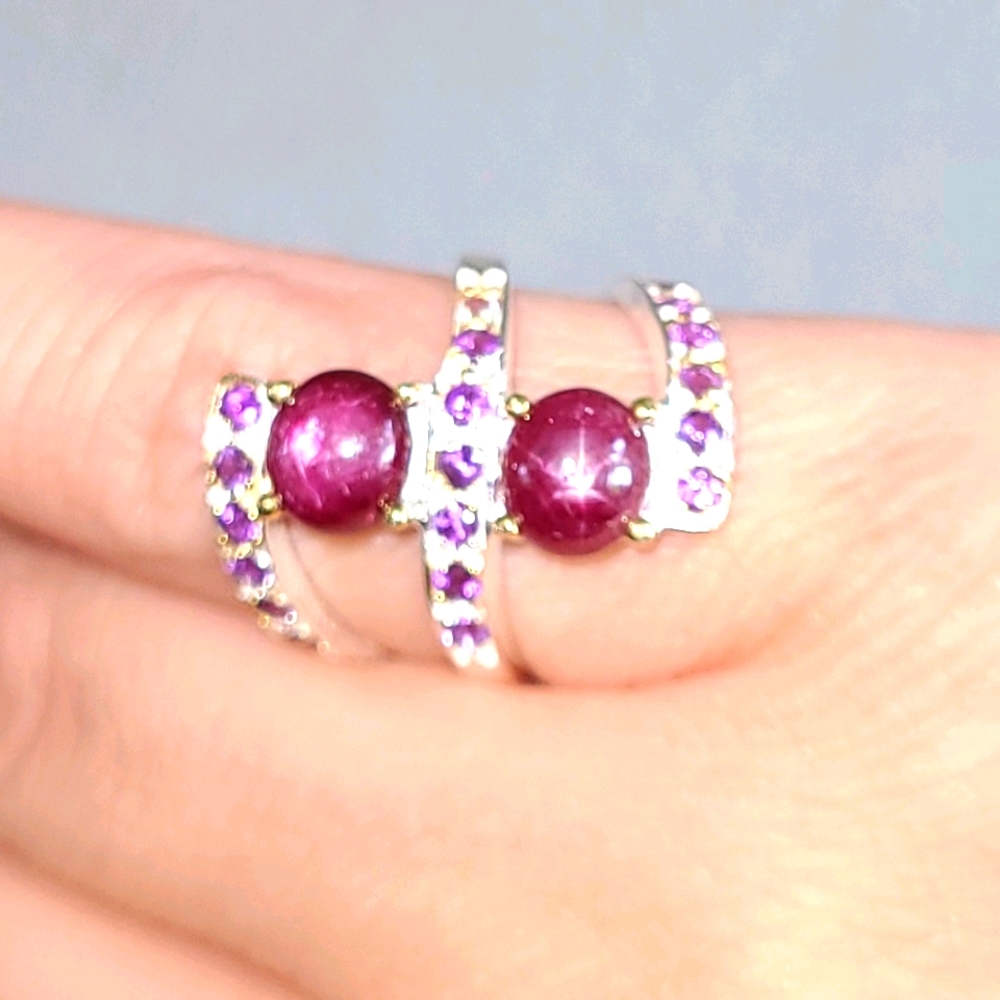 Natural Star Ruby Sterling Silver Ring - image 1